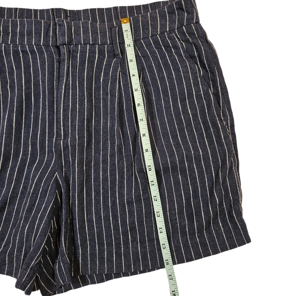 A New Day Pleated Front Pin Stripped Linen Blend Shorts, Navy/Cream, 12 - Picture 8 of 10